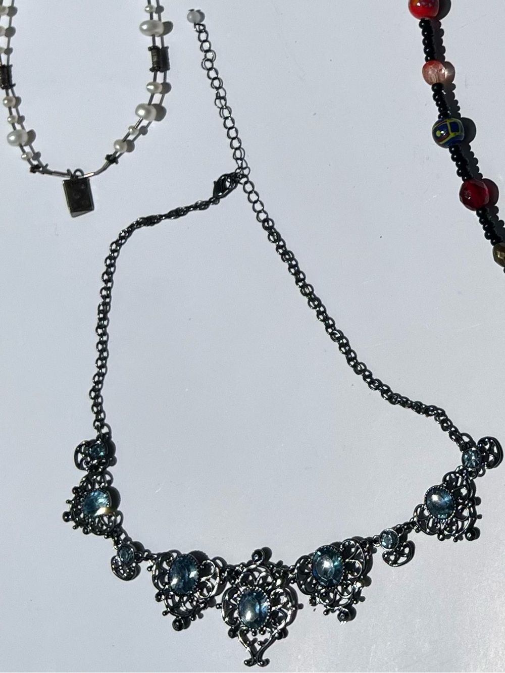 Sterling Silver Blue Gemstone Pendant Necklace - Women Jewelry
